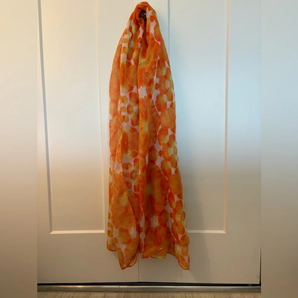 Vince Camuto Women’s Orange Floral Scarf - Picture 1 of 2